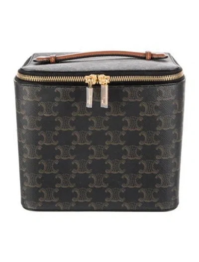 Pre-owned Celine Coated Canvas Cosmetic Bag In Brown