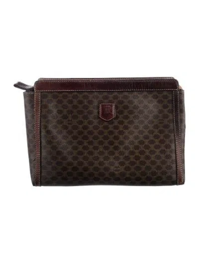 Pre-owned Celine Coated Canvas Cosmetic Bag In Brown