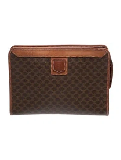 Pre-owned Celine Coated Canvas Cosmetic Bag In Brown