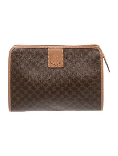 Pre-owned Celine Coated Canvas Cosmetic Bag In Brown