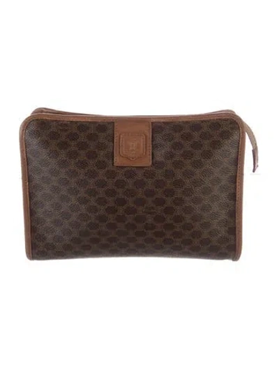 Pre-owned Celine Coated Canvas Cosmetic Pouch In Brown