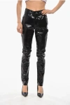 Celine Coated Cotton Skinny Fit Pants With 5 Pockets In Black