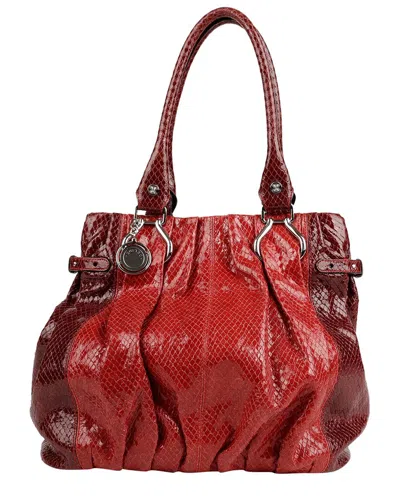 Celine Coin Decorative Python Pattern Tote And Shoulder Bag (authentic Pre-  Loved) In Red