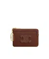Celine Coin Purse Cuir Triomphe In Grained Calfskin In Brown