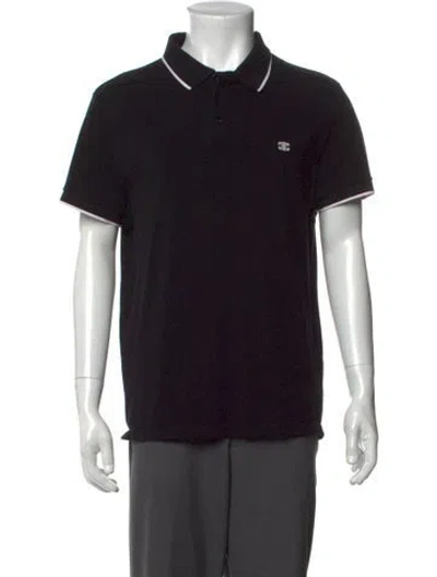 Pre-owned Celine Collar Short Sleeve Polo Shirt In Black