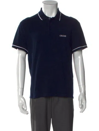 Pre-owned Celine Collar Short Sleeve Polo Shirt In Blue