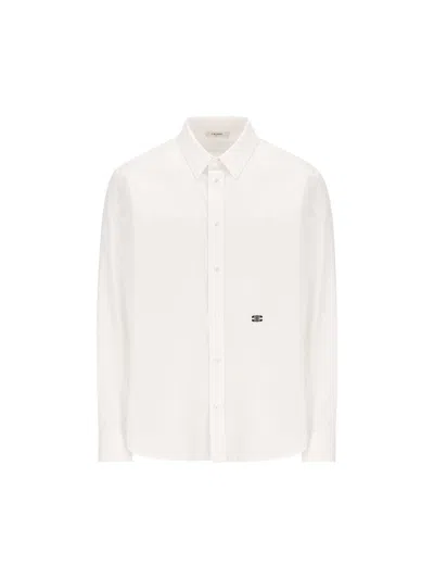 Celine Collared Long-sleeve Shirt In White
