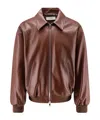 Celine Collared Long-sleeved Leather Jacket In Multi