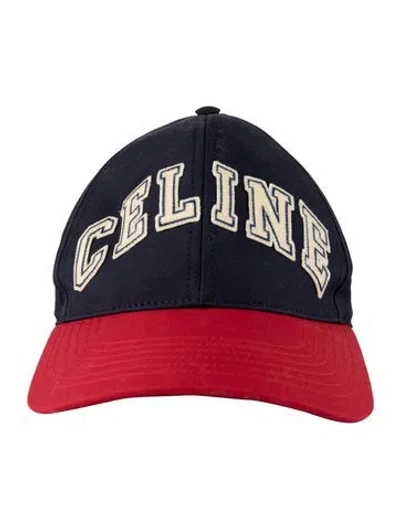 Pre-owned Celine College Patch Baseball Cap In Blue/red/white