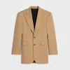 Celine Jacket Columns In Wool With Diagonal Pattern In Brown