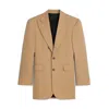 Celine Jacket Columns In Wool With Diagonal Pattern In Brown