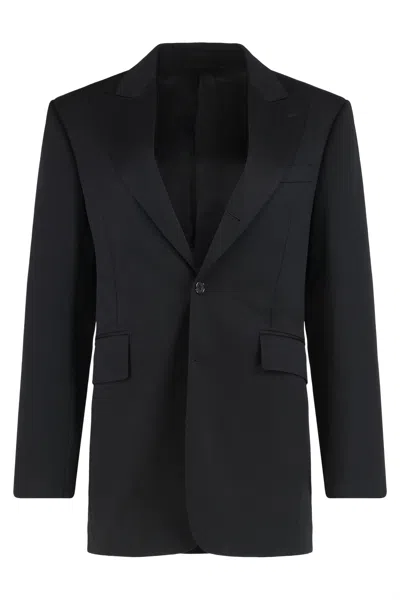 Celine Classic Fit Wool Jacket With Padded Shoulders In Black