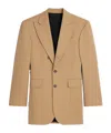 Celine Colonne Jacket In Diagonal Wool In Brown