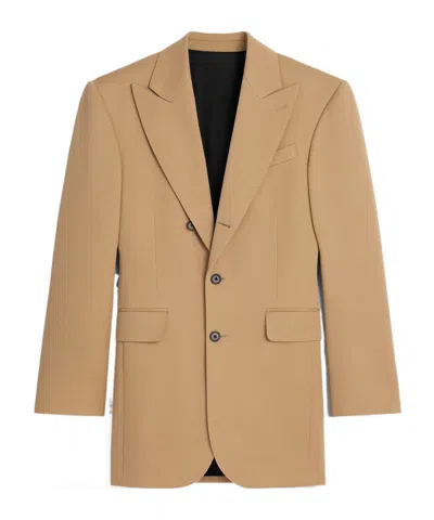 Celine Colonne Jacket In Diagonal Wool In Brown