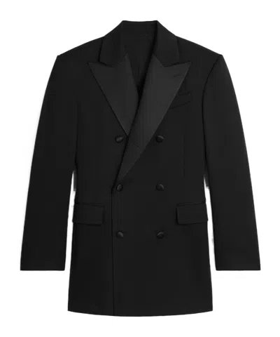 Celine Colonne Tux Jacket In Wool And Mohair Gabardine In Black