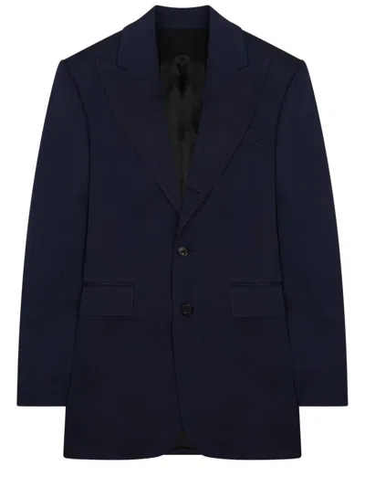 Celine Colonne Wool Jacket In Blue