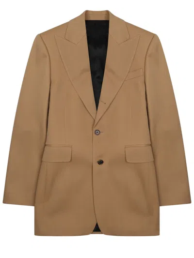 Celine Colonne Wool Jacket In Brown