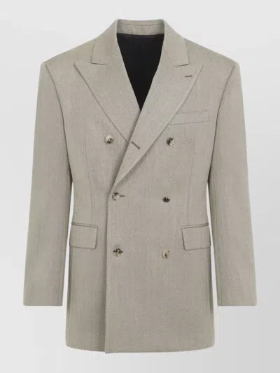 Celine Colonne Wool Jacket Peak Lapels In Gray
