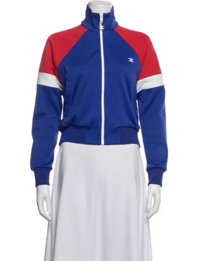 Pre-owned Celine Colorblock Pattern Bomber Jacket In Blue