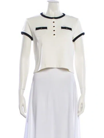 Pre-owned Celine Colorblock Pattern Crew Neck Crop Top In Neutral