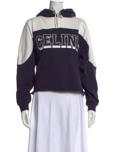 Pre-owned Celine Colorblock Pattern Crew Neck Hoodie In Blue