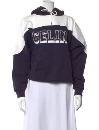 Pre-owned Celine Colorblock Pattern Crew Neck Hoodie In Blue