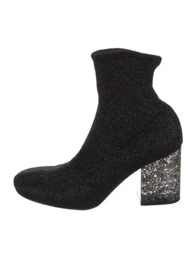 Pre-owned Celine Colorblock Pattern Glitter Accents Sock Boots In Multi