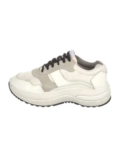 Pre-owned Celine Colorblock Pattern Leather Trim Embellishment Athletic Sneakers In Neutral
