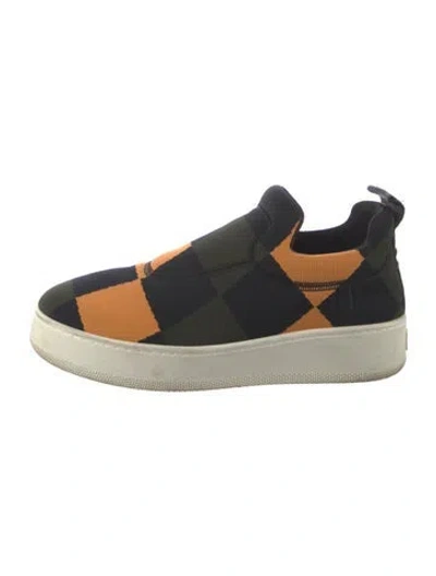 Pre-owned Celine Colorblock Pattern Loafer Sneakers In Green