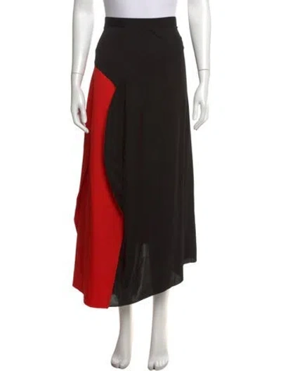 Pre-owned Celine Colorblock Pattern Long Skirt In Black