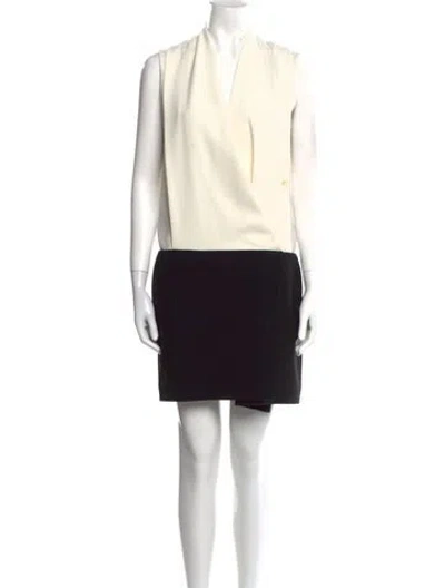 Pre-owned Celine Colorblock Pattern Mini Dress In Neutral