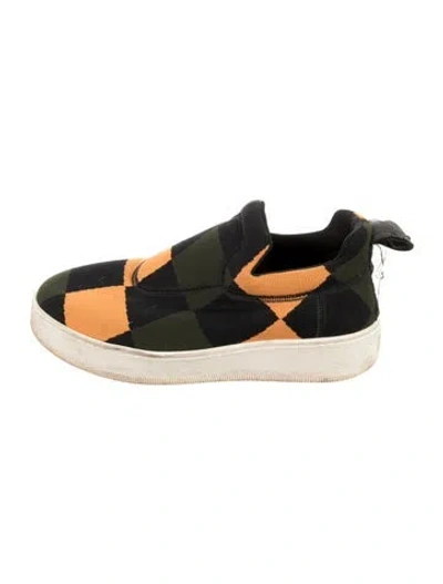 Pre-owned Celine Colorblock Pattern Sneakers In Green
