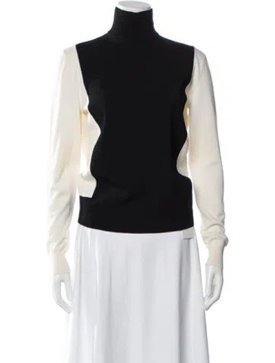 Pre-owned Celine Colorblock Pattern Turtleneck Top In Black