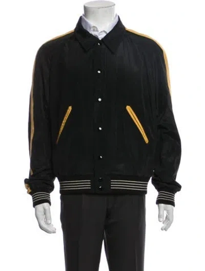 Pre-owned Celine Colorblock Pattern Varsity Jacket In Black