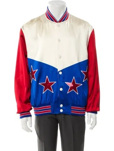 Pre-owned Celine Colorblock Pattern Varsity Jacket W/ Tags In Red