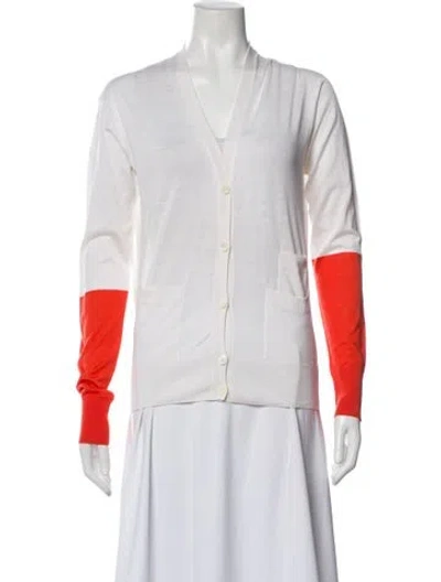 Pre-owned Celine Colorblock Pattern V-neck Sweater In Neutral