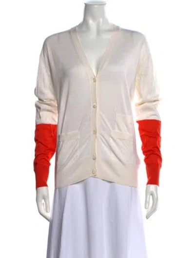 Pre-owned Celine Colorblock Pattern V-neck Sweater In Neutrals