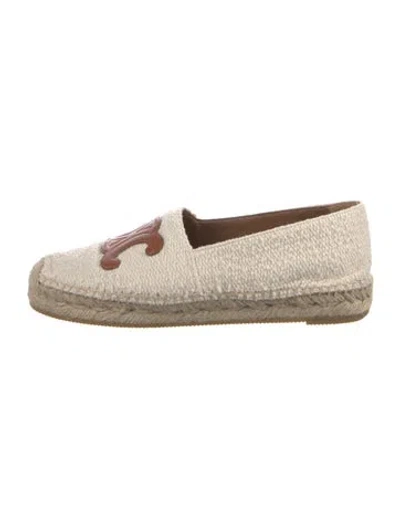 Pre-owned Celine Colorblock Pattern Whipstitch Trim Espadrilles In Neutral