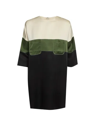 Pre-owned Celine Colorblock Shift Mini Dress In Black