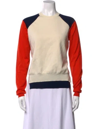 Pre-owned Celine Colorblock Wool Sweater In Blue