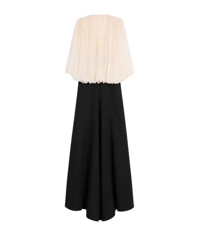 Celine Column Dress In Silk Crepe Muslin In Brown