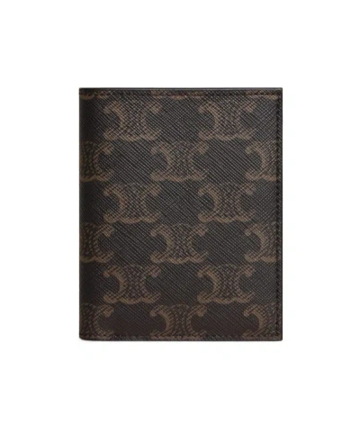 Celine Compact Wallet In Triomphe Canvas In Multi