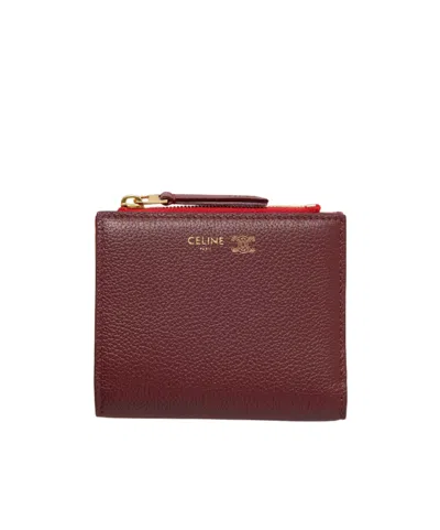 Celine Compact Wallet In Syrah /super Red