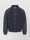 Celine Contrast Sleeve Teddy Style Jacket In Blue
