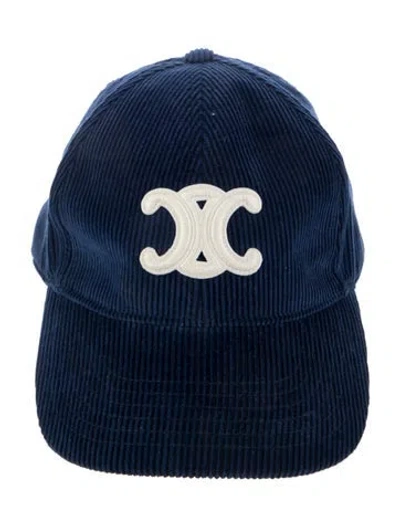 Pre-owned Celine Corduroy Baseball Hat In Blue
