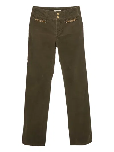 Pre-owned Celine Corduroy Chain-detail Trousers In Brown