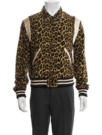 Pre-owned Celine Corduroy Teddy Animal Print Bomber Jacket In Neutral