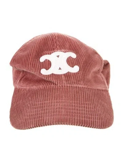 Pre-owned Celine Corduroy Triomphe Baseball Cap In Pink