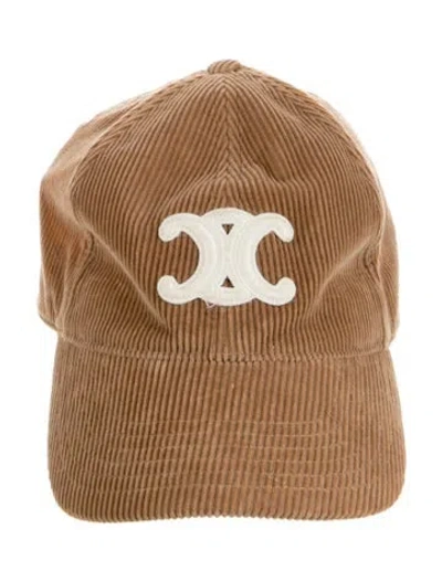 Pre-owned Celine Corduroy Triomphe Cap In Neutral