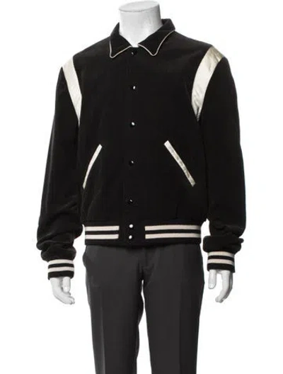 Pre-owned Celine Corduroy Varsity Bomber Jacket In Black